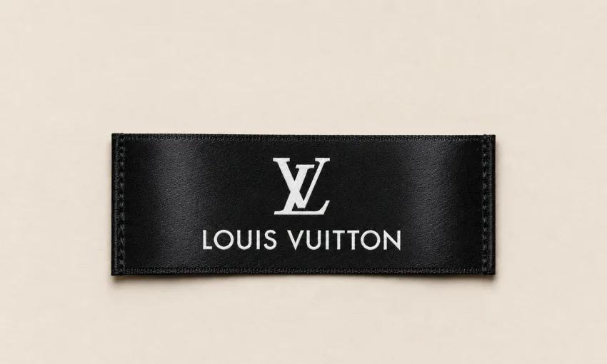 Custom satin printed Labelwala brand label with hand-illustrated floral border: example of a premium satin printed label