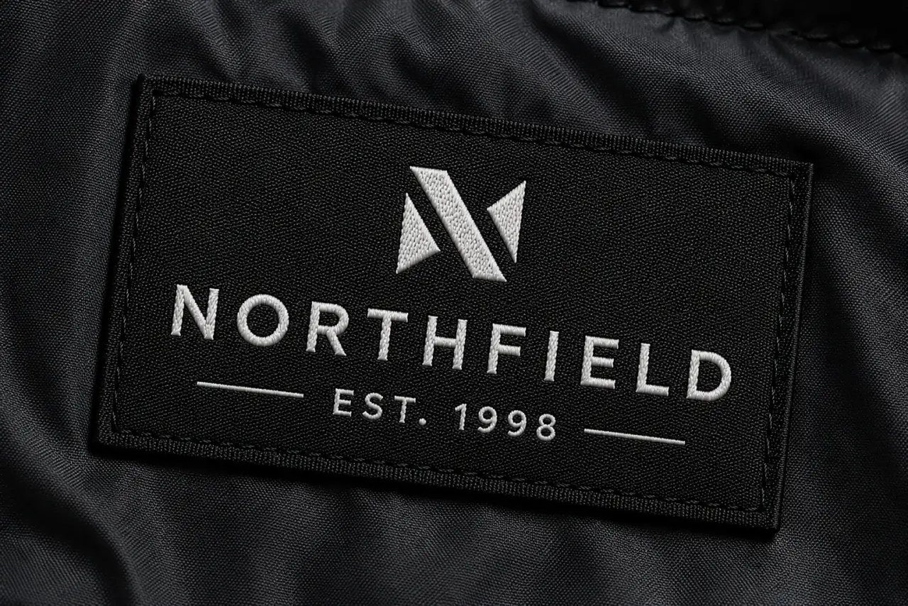 Custom nylon taffeta brand label — durable printed taffeta label for garment and uniform brands