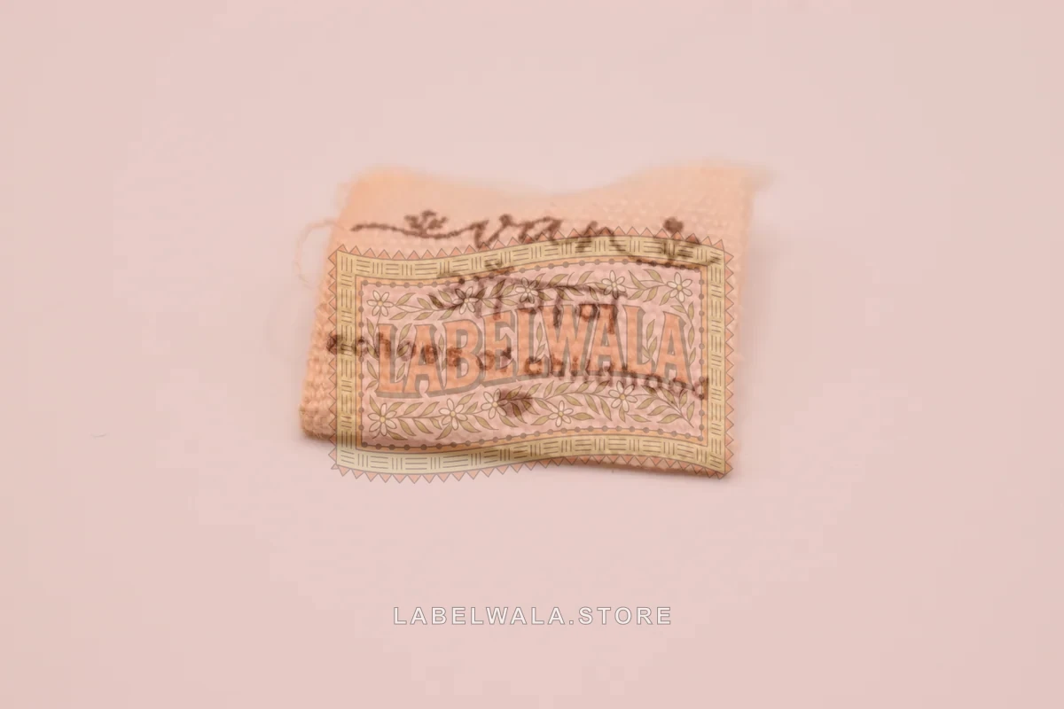 Aagan Cotton cotton end fold label, made in Ahmedabad: front view