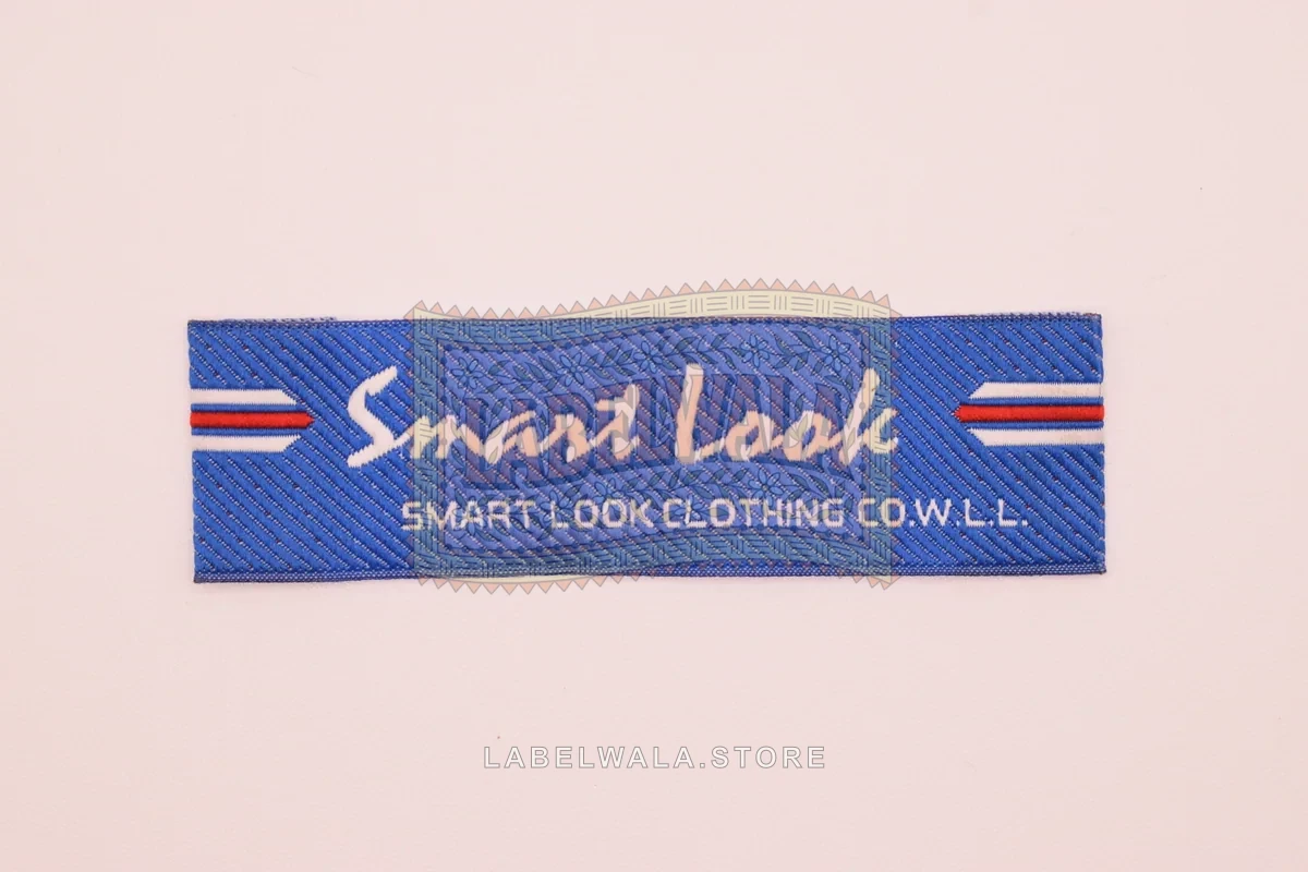 Smartlook woven end fold label, made in Ahmedabad: front view