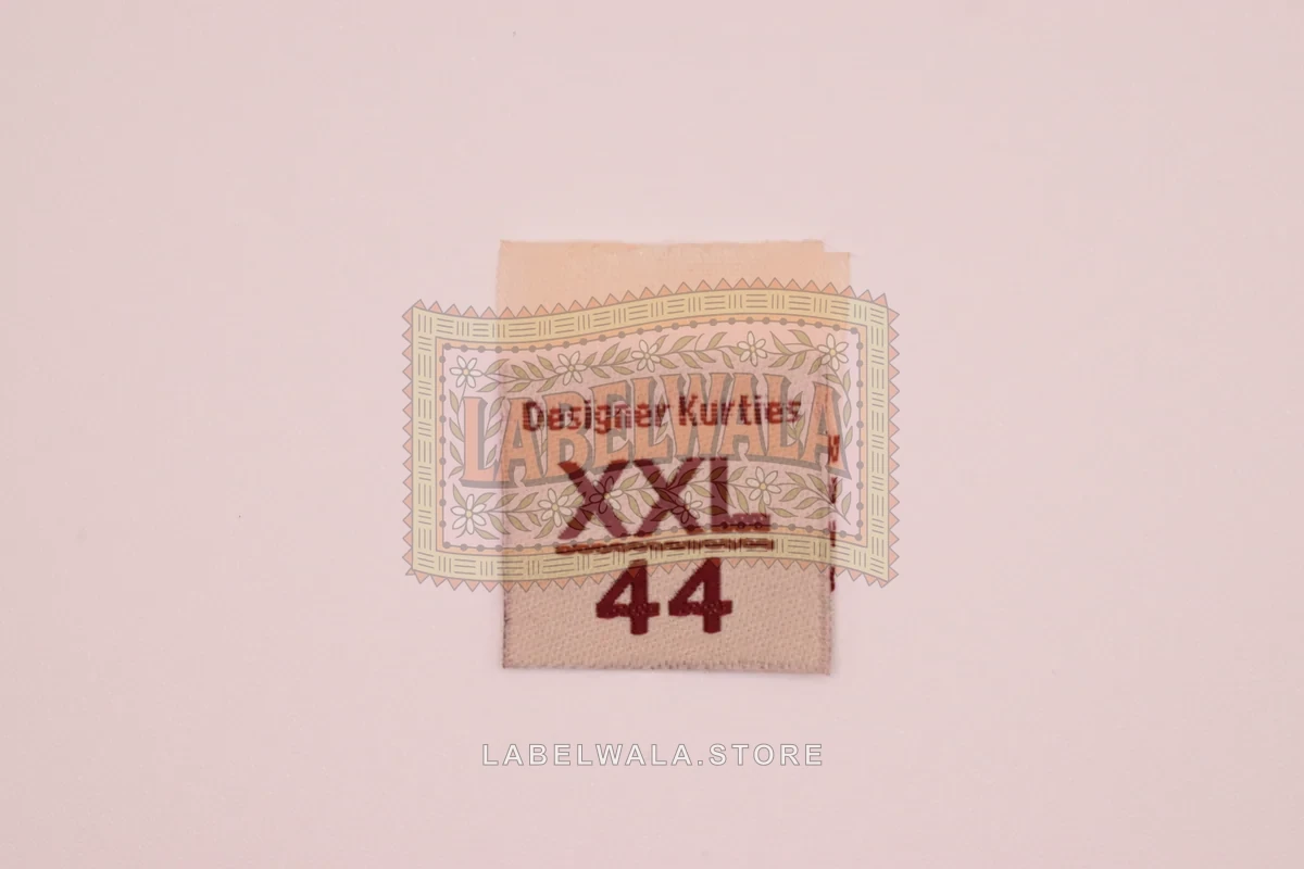 Krties Size woven garment size-label example