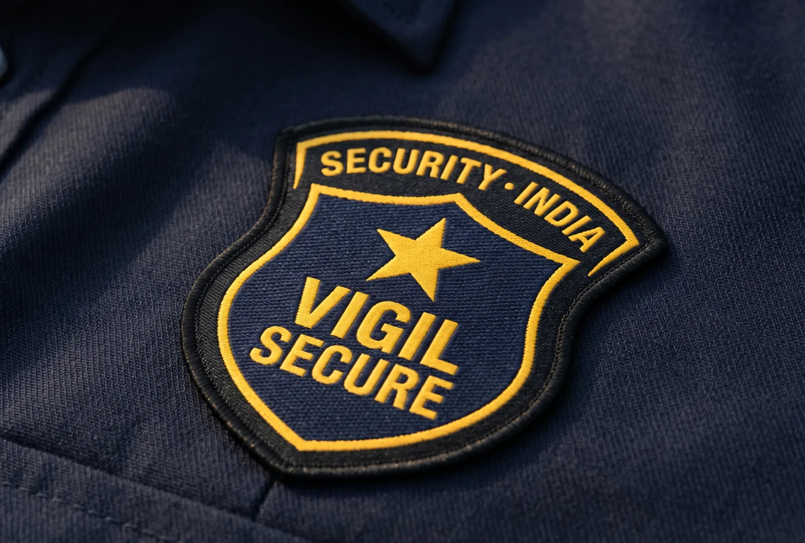 Woven security uniform shield label — durable identification badge for security agency uniforms