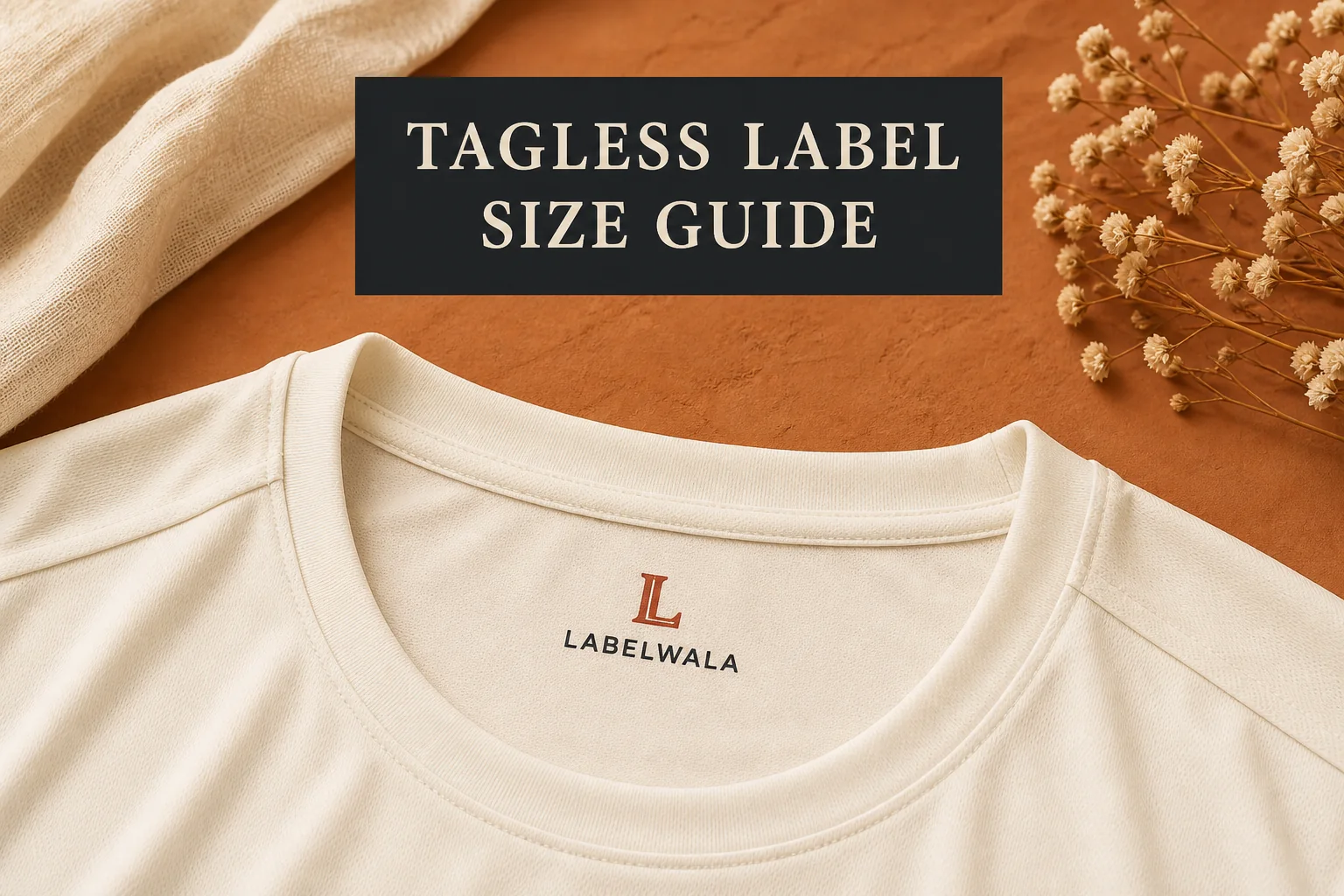 Tagless neck print inside a cream athletic T-shirt